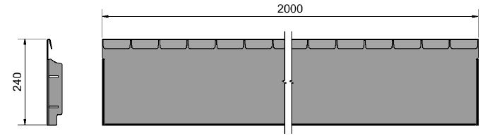 Straightcurve Flexline 240 mm. afmetingen